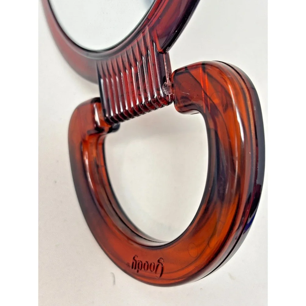 Vintage Goody Tortoiseshell Hand Mirror Round Plastic Vanity